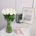 thumbnail image 3 of 10 piezas rosas artificiales flores de tallo largo rosa de seda falsa para decoraciones de bodas para el hogar oso de fresa  Juguete, 3 of 5