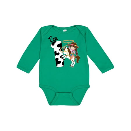 

Inktastic I m One-cowgirl riding horse birthday Gift Baby Girl Long Sleeve Bodysuit