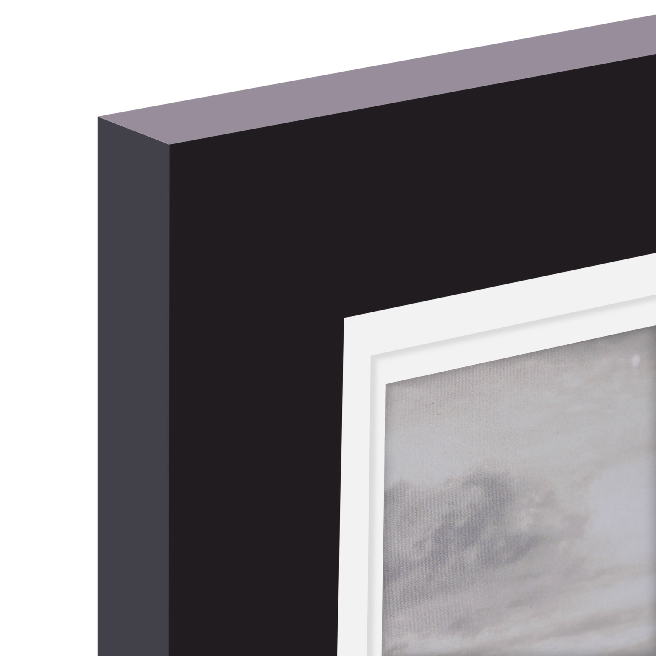 Gallery Solutions Flat Black Picture Frame Double White Mat Tabletop Wall Display 5" x 7" 1-pack