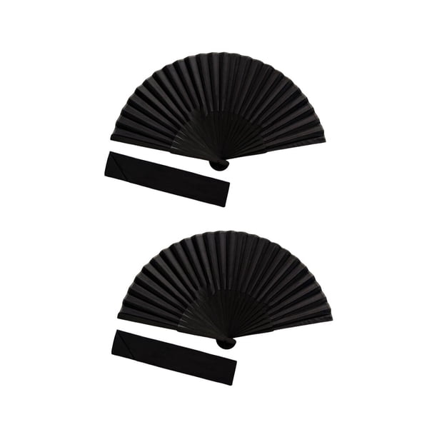 EeaseMX juegos de abanicos plegables de seda para mujer, estilo chino, regalo para festivales de danza, con bolsa de almacenamiento (negro)