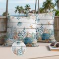 thumbnail image 2 of Marine Life Outdoor Pillow Covers Pack of 2 Vintage Shell Starfish Coral Eucalyptus Leaves Wood Grain Waterproof Throw Pillow Covers Decorative Cushion Cases for Patio Garden Tent Balcony 26x26 inch, 2 of 9