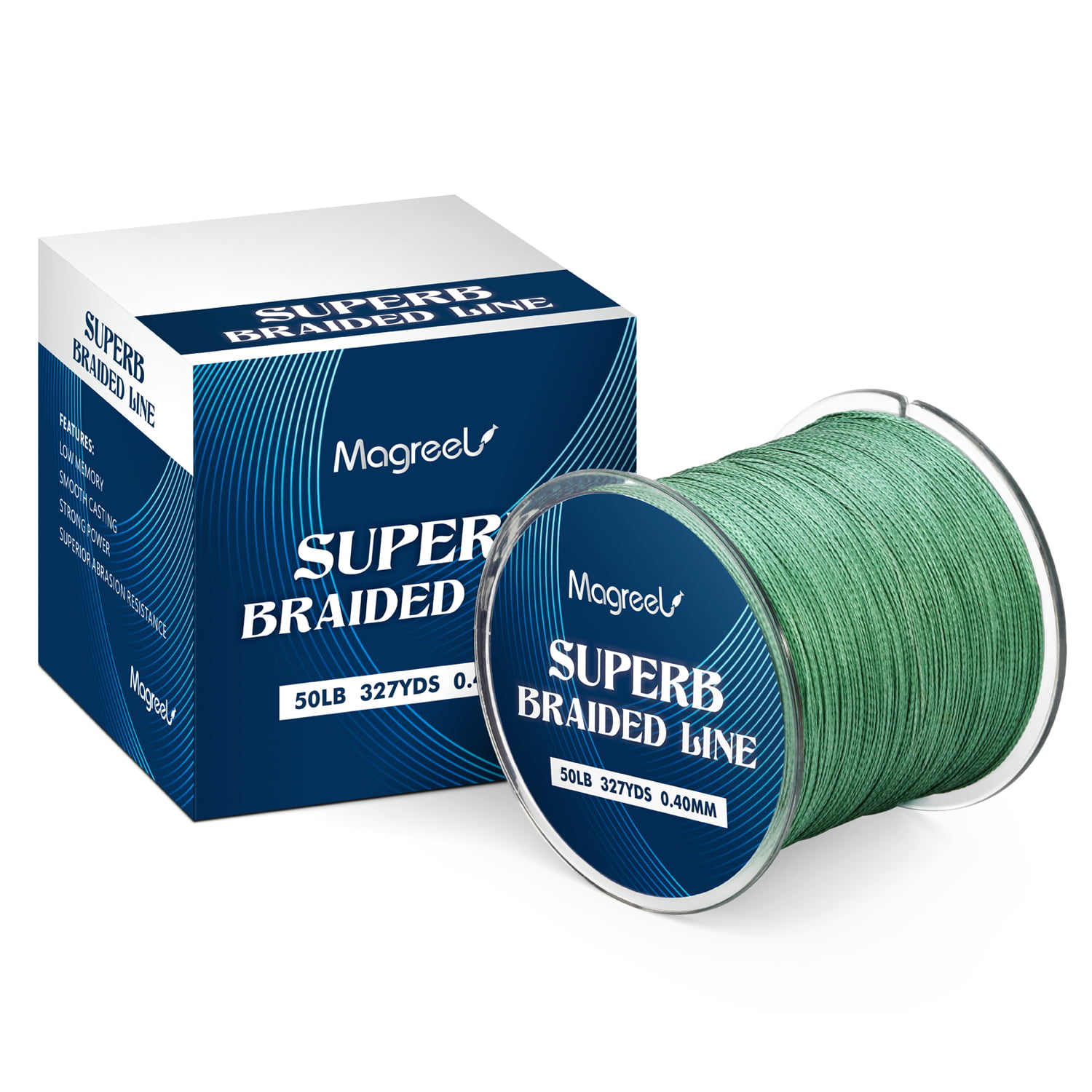 Magreel Braided Fishing Line Abrasion Resistant Braided Lines High Performance Strong 4 or 8 Strand Superline Smaller Diameter Zero Stretch,6lb-80lb,327Yards,Green/Low-Vis 