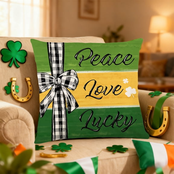 St. Patrick's Day Pillow Covers, Decorative Cushion Covers for Sofa Bed, Set of 1 with Invisible Zipper(A)
