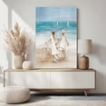 thumbnail image 4 of HFDF Coastal Pictures Canvas Wall Art: Beach Lady & Bicycle Artwork Blue Ocean Sailboat Painting Seascape Nautical Scenes Print on Canvas for Living room 20x24inch Framed, 4 of 6