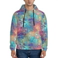 thumbnail image 2 of Zufioo blue pink colorful cracked texture Design Fleece Comfortable Hoodie for Mens,Sweatshirt for Men,Pullover Hooded Sweatshirt for Men -Small, 2 of 5