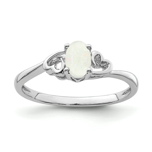 925 Sterling Silver Created Opal Ring Birthstone October Gemstone