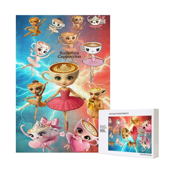 Ballerina Cappuccina Wooden Picture Puzzle 300 Piece Jigsaw Puzzle for Adults Challenging Puzzle Game Gifts