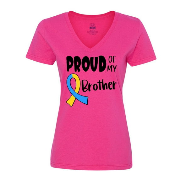 Inktastic Proud of my Brother Down Syndrome Awareness Women's V-Neck T-Shirt