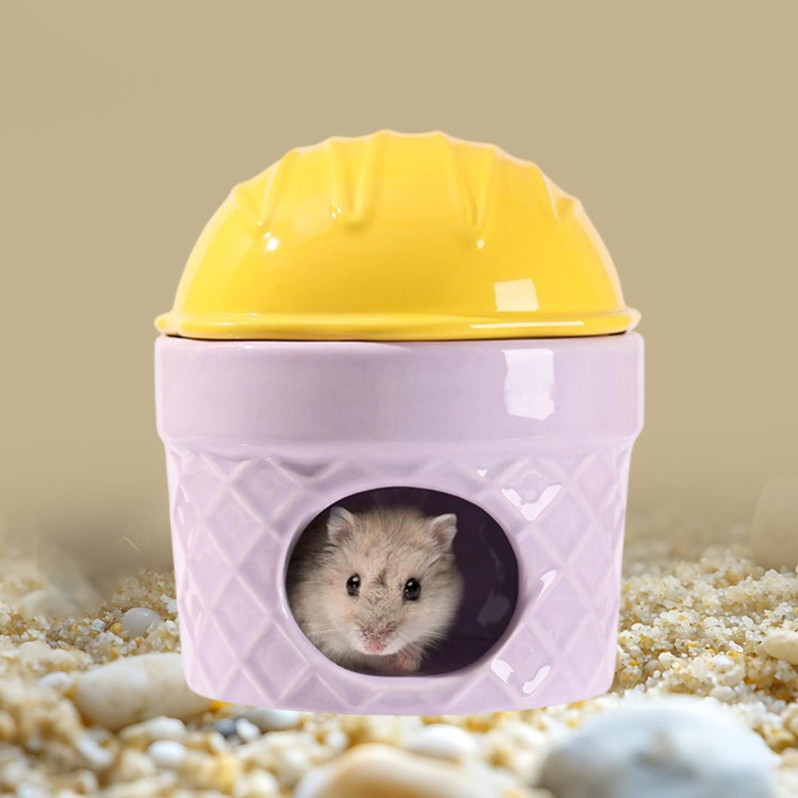 oshhni Ceramic Hamster Nest Hamster Habitats for Dwarf Hamster Ferret Small Animals Yellow