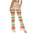 thumbnail image 4 of Maean Women's Beach Pants Hollow out Drawstring Elastic High Waist Knitted Pants Sexy Wide Leg Summer Pants, 4 of 5