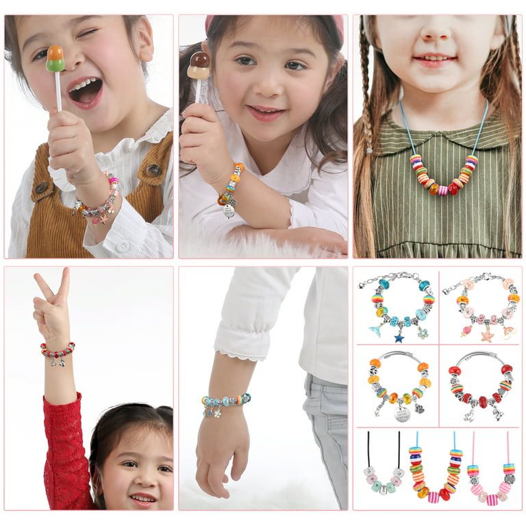 Pinwheel Crafts Girls Jewelry Making Necklace Kit DIY Custom Glass Pendant Set 8