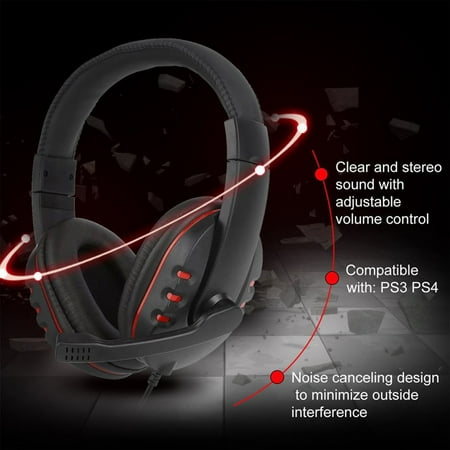 Leather USB Wired Stereo Micphone Headphone Mic Headset for Sony PS3 PS4 PC Game