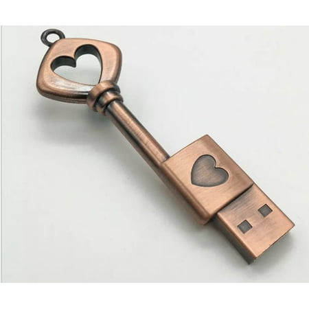 

Toyella Heart Shaped Bronze Key Storage U Disk Pendant U Disk A 16GB