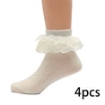 thumbnail image 2 of LYMAYTER 1-12Y 4 Pack Kids Girls Socks Toddler Ruffle Mesh Ankle Socks Soft Cute Dress Princess Socks, 2 of 7