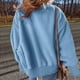 thumbnail image 4 of Suéter de Cuello Redondo para Mujer, Holgado, de Lana de Cordero, Informal, Versátil, de Larga, para Otoño e Invierno. Azul S, 4 of 9