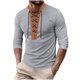 thumbnail image 2 of pstuiky manga larga para hombre, Camiseta de manga larga con cuello alto, diseño de patchwork marrón y cordón ajustable para hombre Tops de hombre xxl, 2 of 7
