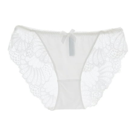 Bigersell Lace Panties for Women High Cut Lace G-String Thong Underwear Mesh Floral Lace Lingerie Bikini Panties Womens Underpants White XXL