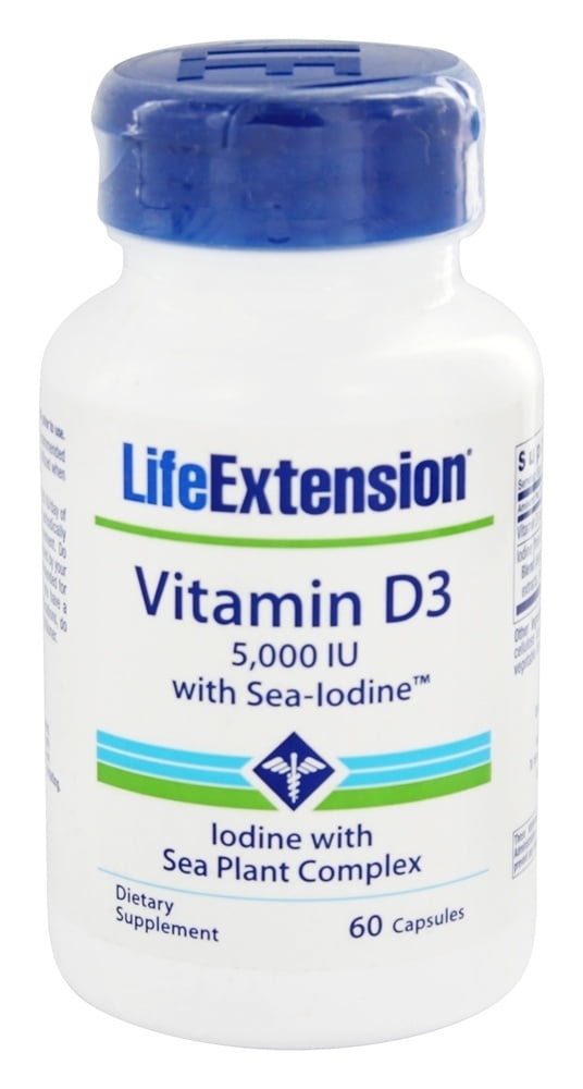 Life Extension Vitamin D3 with SeaIodine 5000 IU 60 Vegetarian Capsules