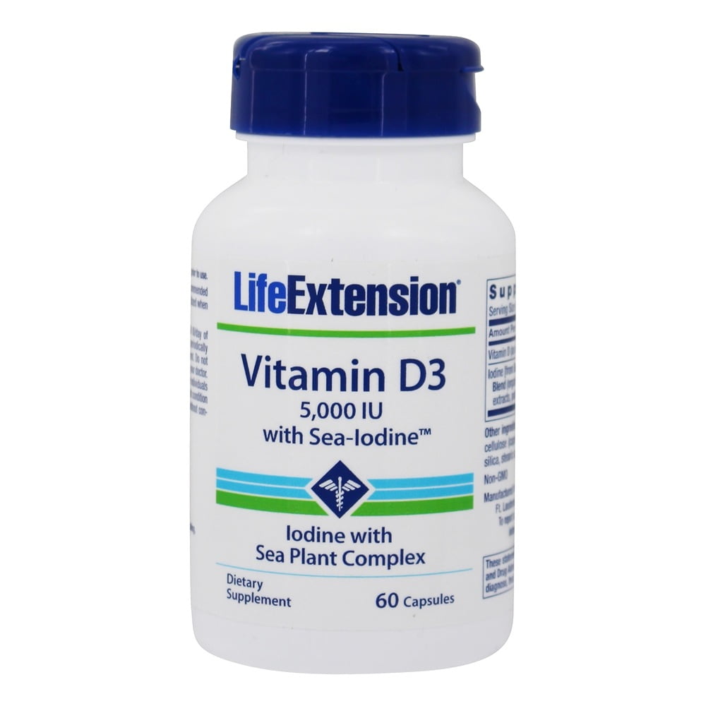 Life Extension Vitamin D3 with SeaIodine 5000 IU 60 Capsules