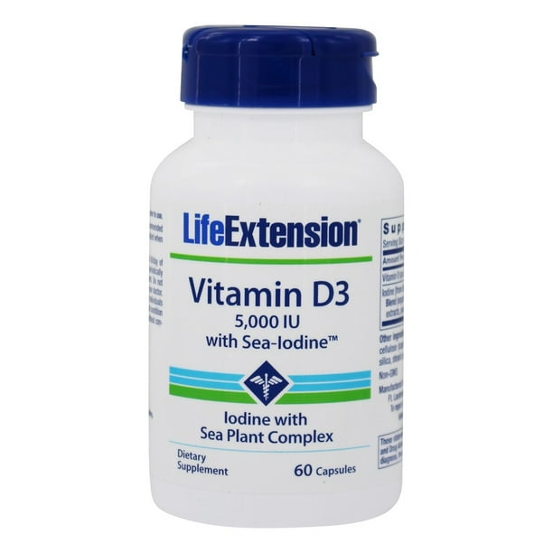 Life Extension Vitamin D3 with SeaIodine 5000 IU 60 Capsules