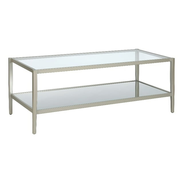 Henn&Hart Table Basse 45" en Métal/verre Finition Nickel Satiné