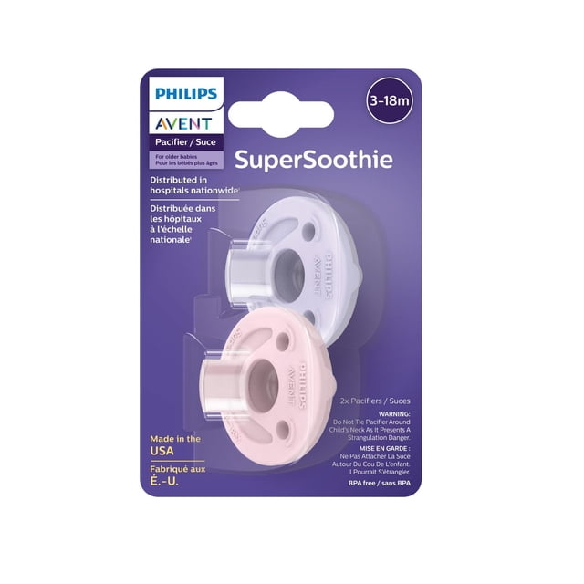 Philips Avent Soothie Pacifier, 3-18 Months, Fresh Lilac and Pastel Pink, 2 Pack, SCF192/20