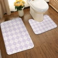 thumbnail image 2 of Honeii Floral Purple Buffalo Plaid Pattern Bathroom Anti-Skid Pad Bathroom Mat Vintage Seamless Pattern Not-Slip Toilet Rug Set, 2 of 6