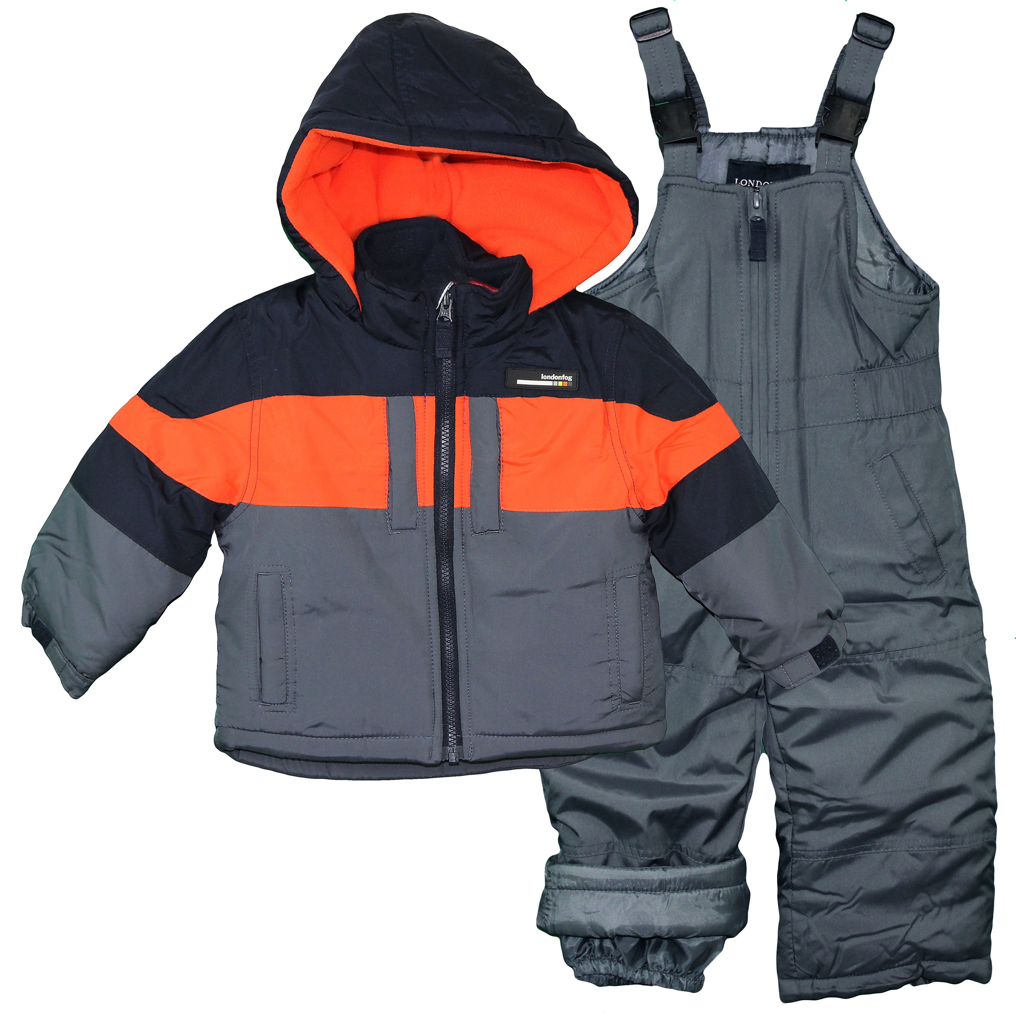 LONDON FOG Boys Toddler 2-Piece Snow Bib /& Jacket Snowsuit