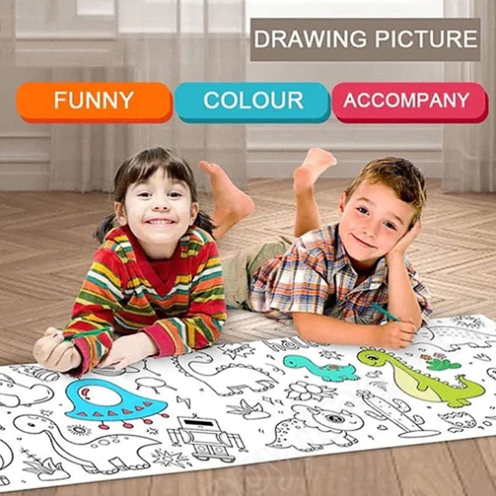 Children's Drawing Roll - Coloring Paper Roll for Kids, Drawing Paper Roll DIY Painting Drawing Color Filling Paper, 11.8 Inches, Size: 30, Green