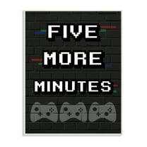 Stupell Industries Five More Minutes Video Game Phrase Retro Bricks Wood Wall Art, 10 x 15, Design by Daphne Polselli