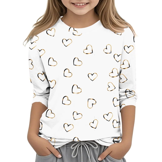Zpanxa T-Shirts Garçons Imprimé d'Intérêt Manches 3/4 Col Rond Haut T-Shirts Graphique Amusant avec Polyester Spandex 5 Ans