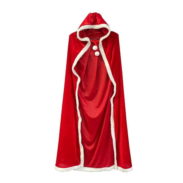Christmas Cloak Santa Cloak Adult Christmas Cape for Women Christmas Halloween Costume Cloak Hooded Dress Up 120cm