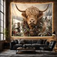 thumbnail image 6 of Highland Cow with Evergreen Wreath in a Snowy Farm, Cozy Rustic for Animal Lovers, Winter Wall Art, Christmas Gift, Tapestry Wall Hanging for Living Room and Den, 6 of 7