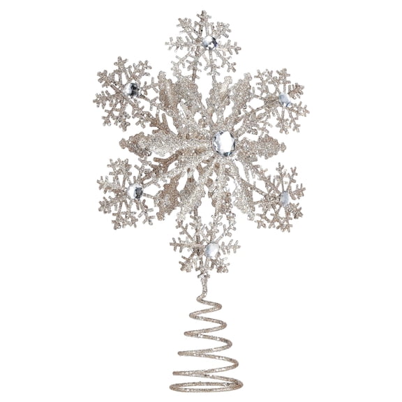 Metal Glitter Snowflake Christmas Tree Topper, Gold, 10.5", by Holiday Time