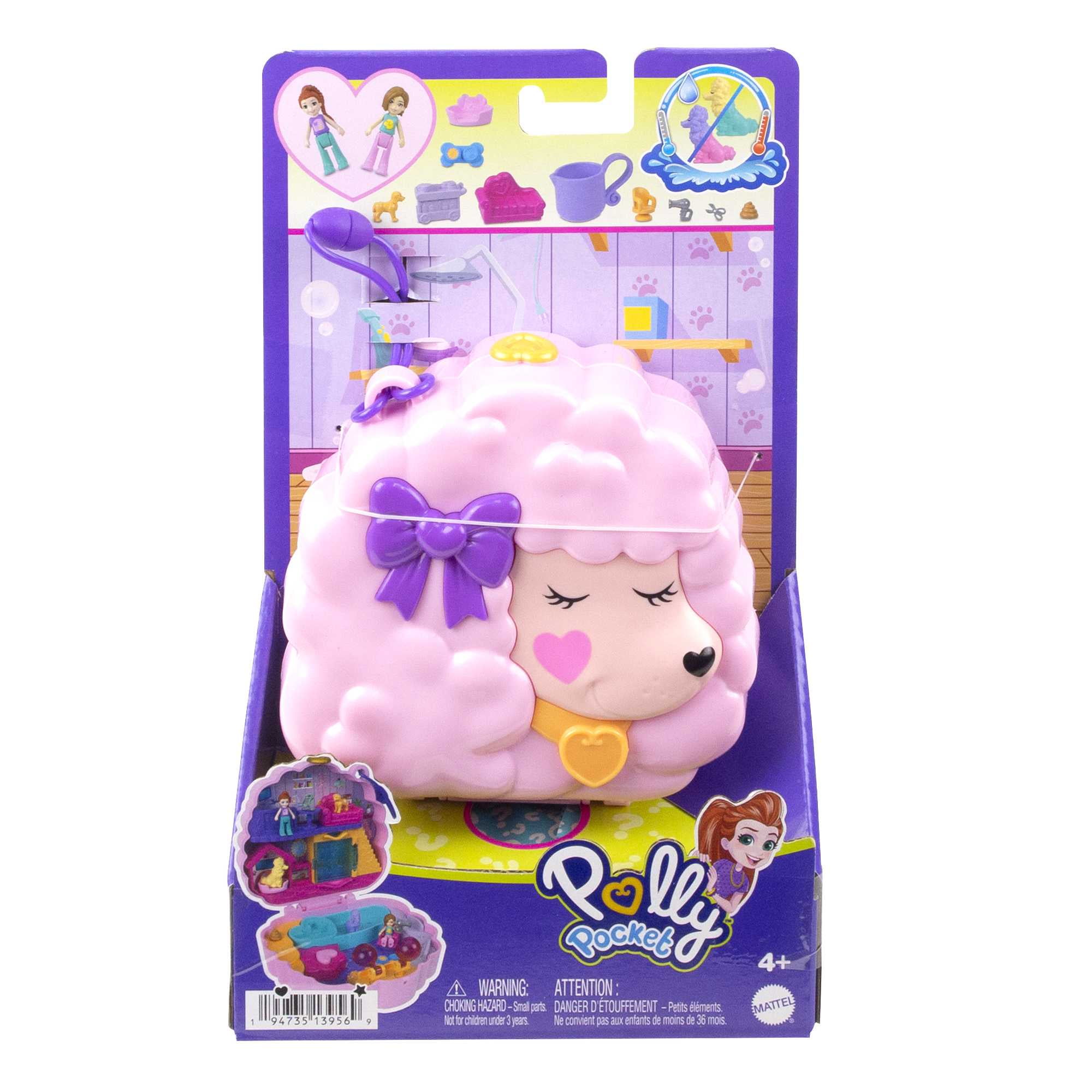 Polly Pocket Groom & Glam Poodle Compact Playset with 2 Micro