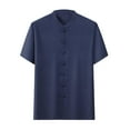 thumbnail image 1 of Dagugfen Mens Summer Shirts Flower Knot Button up Short Sleeve Loose Fashion Casual Tops Solid Color, 1 of 3