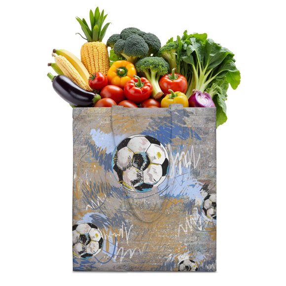 Ball Sports Canvas Tote Bag – Baseball Football Soccer Basketball Print Reusable Tote Bag for Kids Boys Teen Athlete Team Competition Play Training Softball Volleyball Tennis Golf