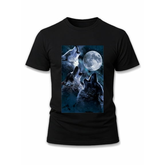Greenink Wolf Moon Howl T-Shirt mens comfort colors tshirt black elegantly graphic tees Unique designs, summer prints Retro Unisex Shirt Graphic Tee tshirts