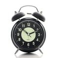 thumbnail image 1 of Reloj despertador con doble campana y esfera luminosa de metal negro, 280 g, 1 of 2
