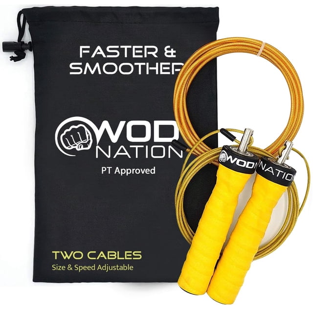 Cuerda para Saltar WOD Nation de Acero Aleado Ajustable 3.5 m Amarilla