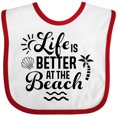 thumbnail image 3 of Inktastic Life is Better at the Beach with Sunshine Seashell and Palm Trees Boys or Girls Baby Bib, 3 of 4