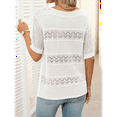 thumbnail image 4 of Womens Summer Tops Short Sleeve Crew Neck Knit Sweaters White M, 4 of 5