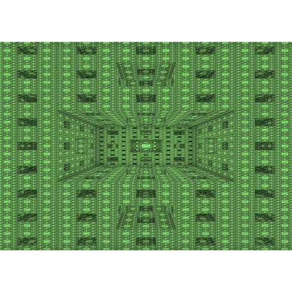 Ahgly Company Indoor Rectangle Patterned Pea Green Area Rugs, 2' x 4'