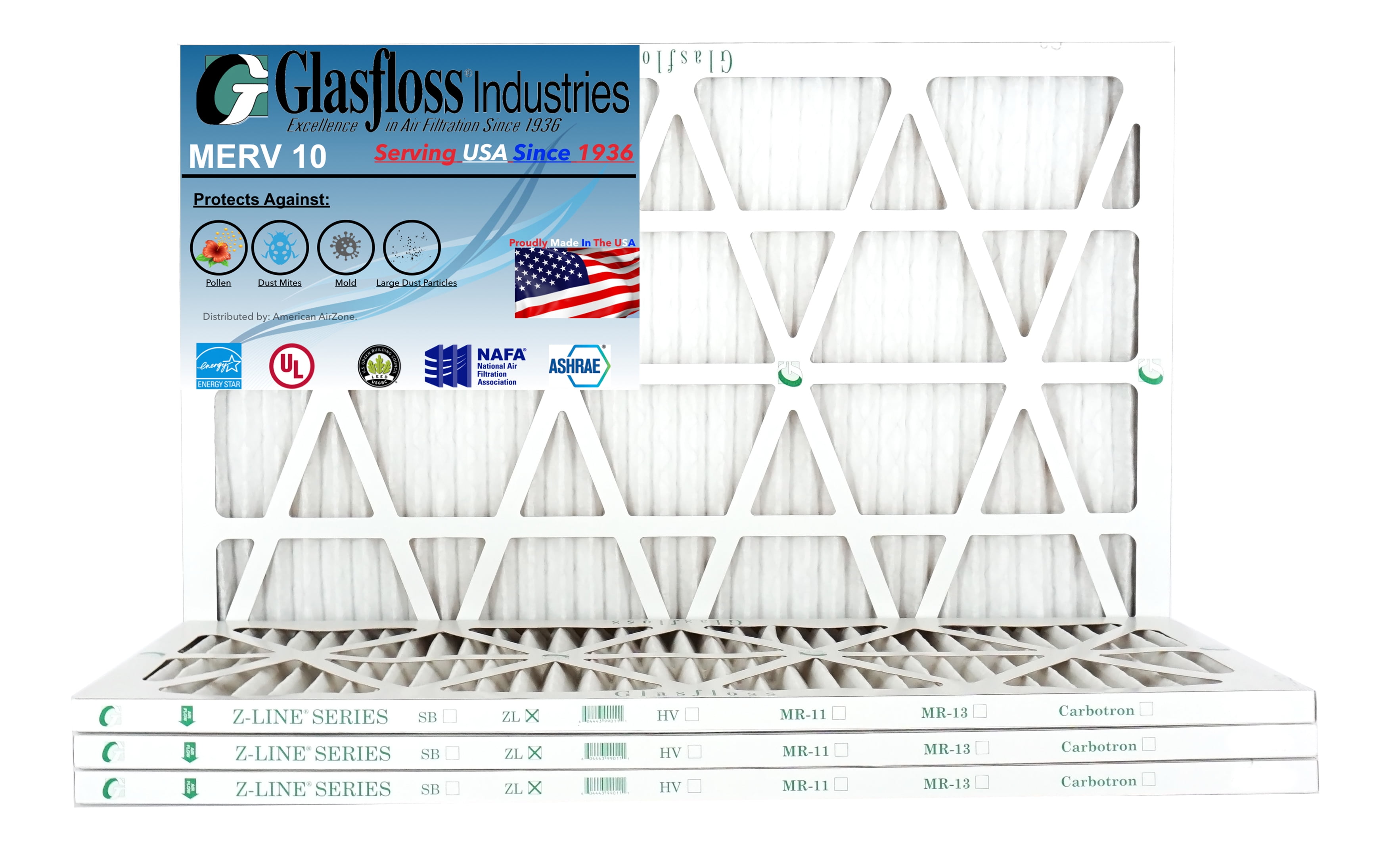 Glasfloss 10x30x1 MERV 10 Qty6 Furnace Air Filter Made in USA