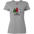 thumbnail image 3 of Inktastic Merry Christmas Plaid Trees Women's T-Shirt, 3 of 5