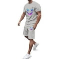 thumbnail image 2 of Mens Outfits 2 Piece Men's Casual Suits Summer Loose Fit Printed Design Comfortable Stretchy Fabric Daily Wear T Shirt Running Suit Men Halloween Suit Formal Men Wool Jacket Silk Mens Bathing S Red S, 2 of 3