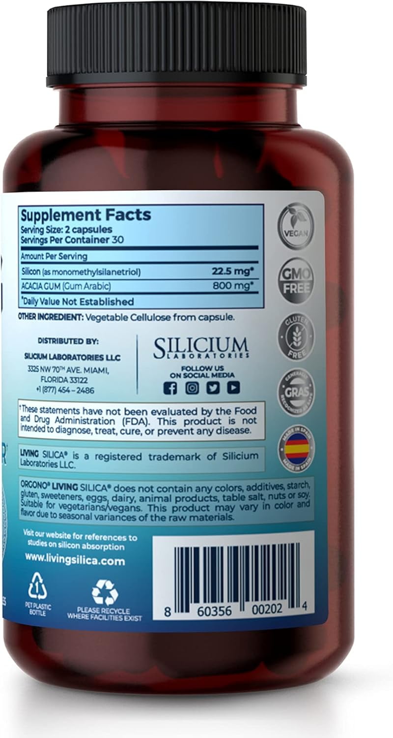 Orgono Living Silica, Collagen Booster for Hairs, Nails, Bones & Joints 60 Caps