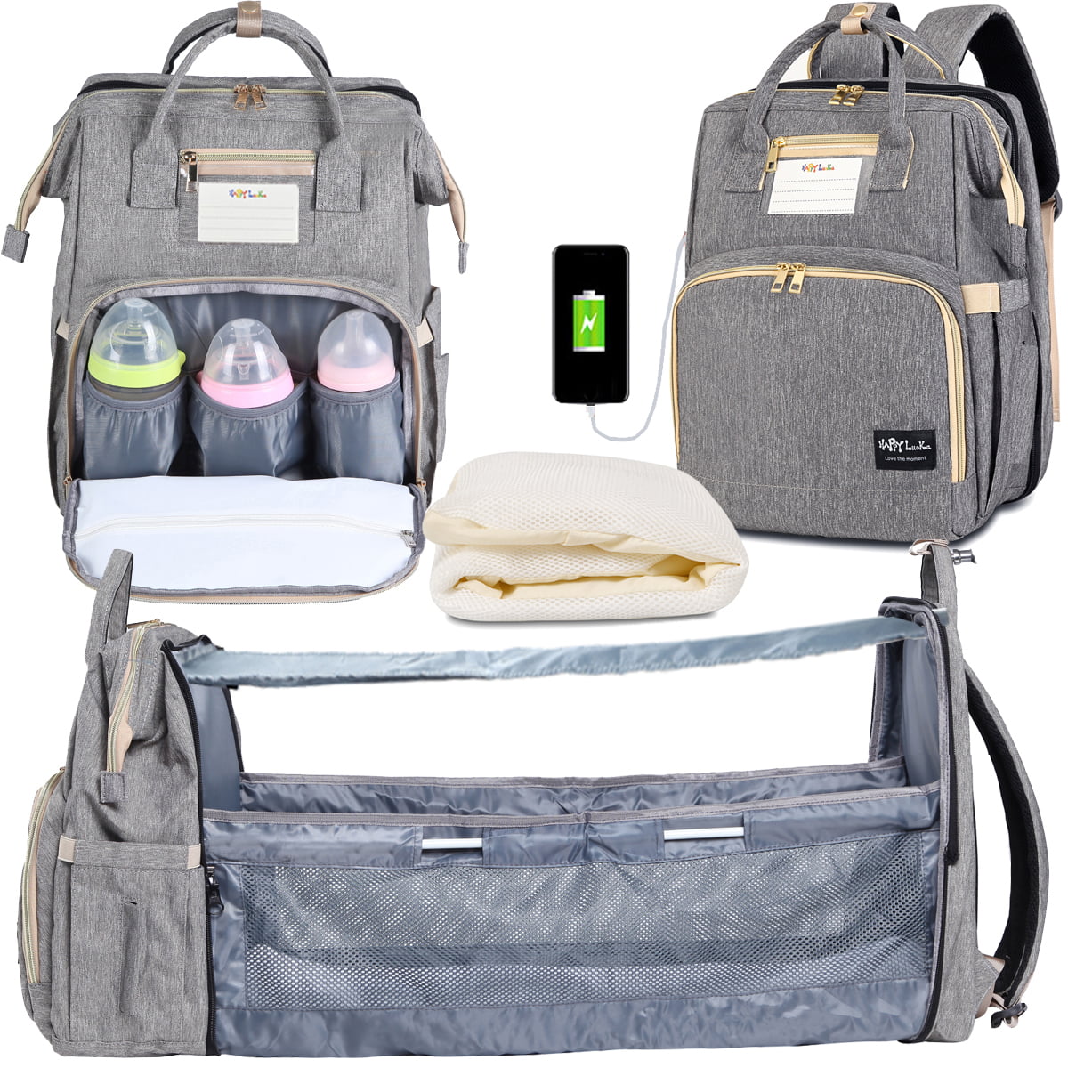 Baby Carrying Changing Bag Pack Organiser Storage set Nappy Antibacterial Purple 