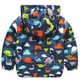thumbnail image 3 of WIBACKER Toddler Boys Waterproof Hooded Jacket Mesh Lined Raincoat Windbreaker Dinosaur, 3 of 8
