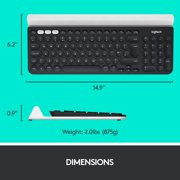 Logitech K780 Multi-Device, Full USB Standard Keyboards with USB Wireless Receiver, Black, 1 Pack
